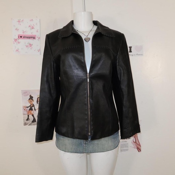 Identify Black Leather Zip-Up Jacket - Picture 5 of 8